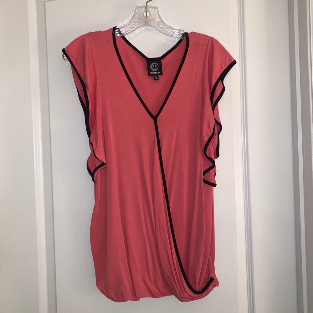 Flutter sleeve faux wrap top